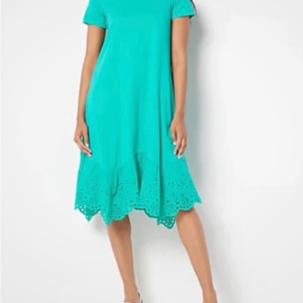 LOGO by Lori Goldstein Caribbean Green Dress M 10/12 Coastal Cowgirl New